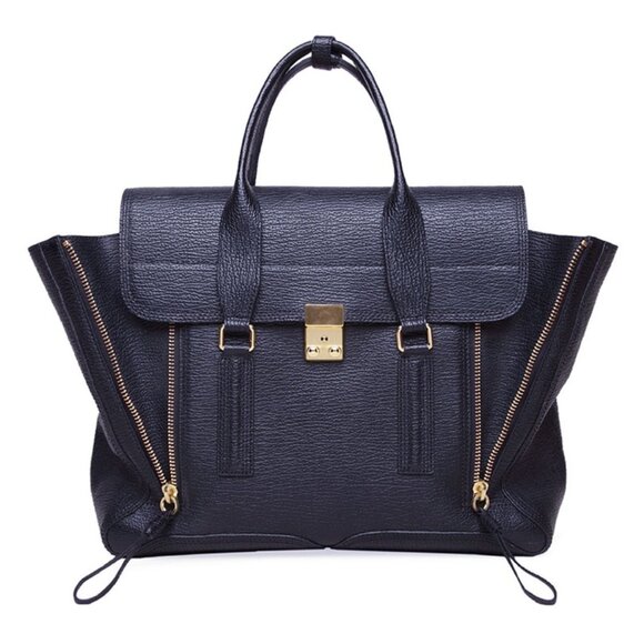Phillip Lim 3.1 Medium Pashli Satchel Black Textured Calfskin - Picture 1 of 12